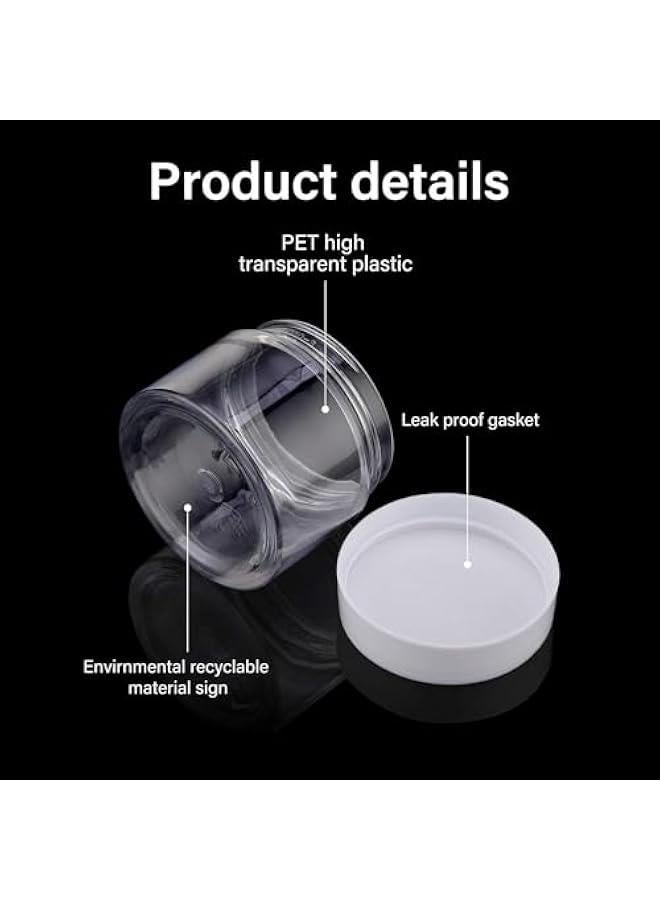 بيوينتي جولة شفافة واسعة الفم مانعة للتسرب وعاء من البلاستيك مع غطاء لتخزين مستحضرات التجميل ، ومنتجات التجميل ، كريم الوجه ، والزيوت الأساسية ، مرهم ، عصامي أو غيرها ، 50 مل - Image 3