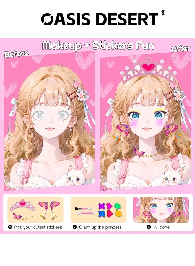 OASIS DESERT 3-In-1 Art Craft Activity for Kids, Paper Craft Kits - Paper Makeup DIY Girls Toy Kit with Diamond Painting & Princess Dress Up Set, Birthday Party Gift for Girls - Image 3