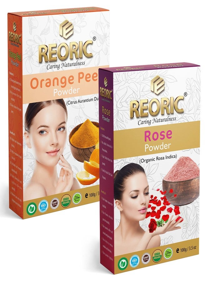 Reoric Pure Rose Powder & Orange Peel Powder for Face | Oil Control | Santra Chilka Powder | Rose Petal Powder | Rosoideae | Rosa Centifolia, Gulab | Skin Treatment Mask (200g, Pack of 2) - Image 1