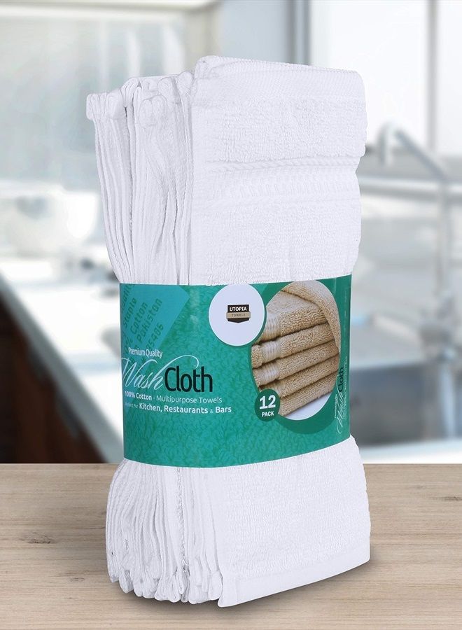 Utopia Towels [12 Pack Premium Wash Cloths Set (12 x 12 Inches) 100% Cotton Ring Spun, Highly Absorbent and Soft Feel Essential Washcloths for Bathroom, Spa, Gym, and Face Towel (White) - Image 3