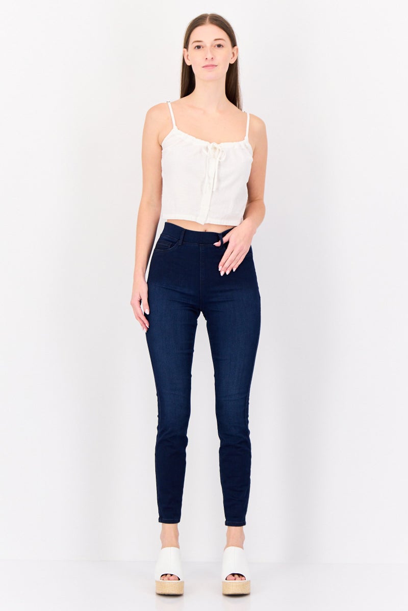 Only x JDY Women Regular Fit Washed Stretchable Denim Jeans, Dark Blue - Image 2