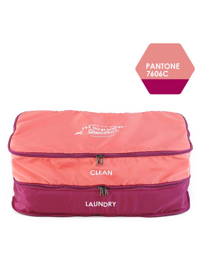 M Square Travel Storage Bag, Portable Clothes Organizer, Layered Storage Pouch For Business Trips, Light Pink - Image 2