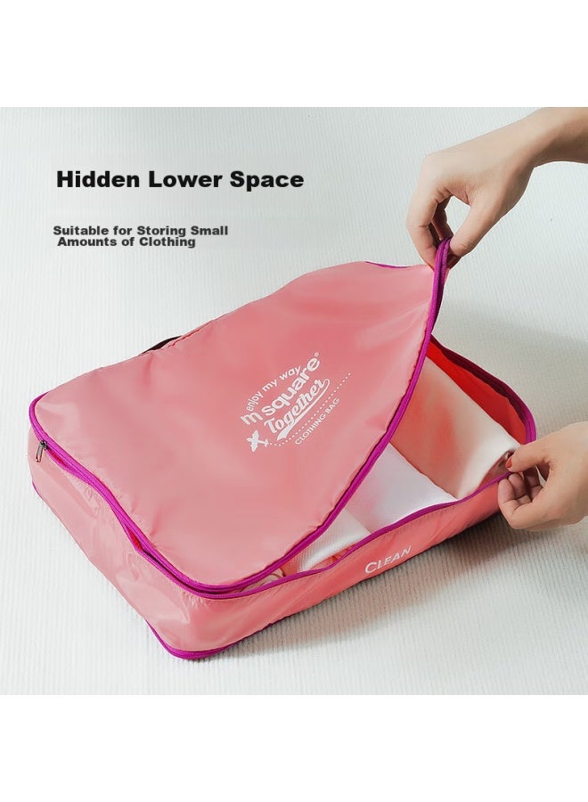 M Square Travel Storage Bag, Portable Clothes Organizer, Layered Storage Pouch For Business Trips, Light Pink - Image 4