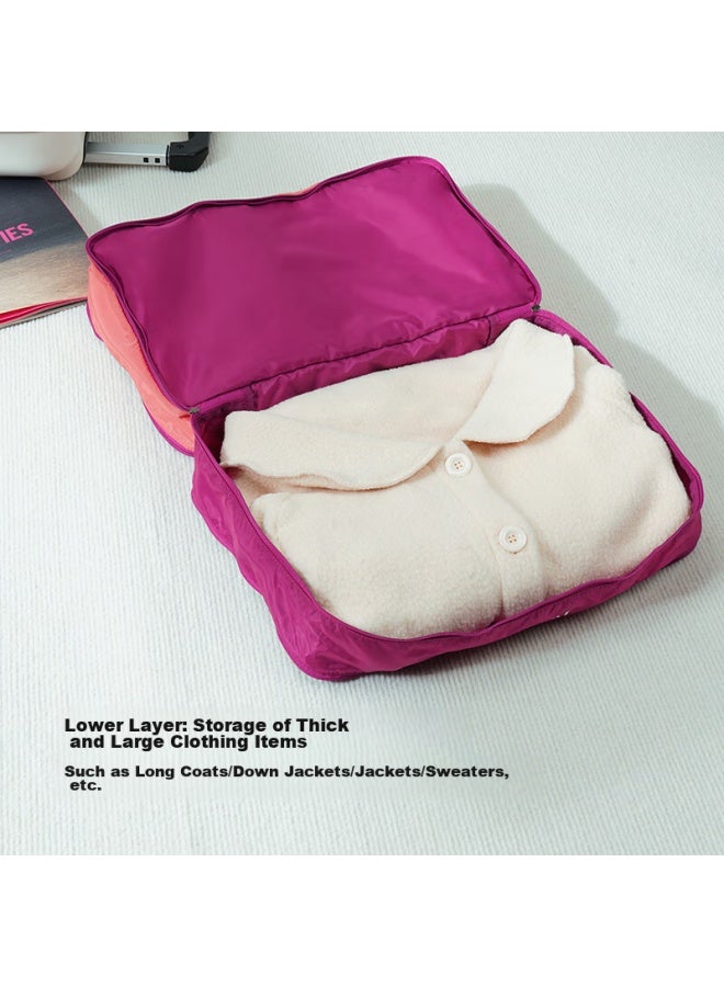 M Square Travel Storage Bag, Portable Clothes Organizer, Layered Storage Pouch For Business Trips, Light Pink - Image 3