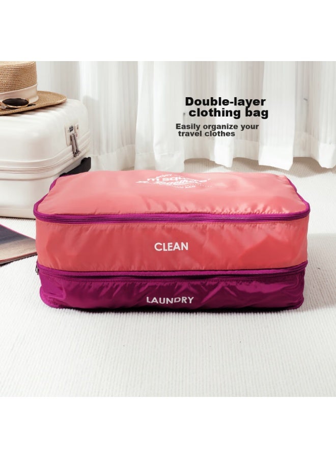 M Square Travel Storage Bag, Portable Clothes Organizer, Layered Storage Pouch For Business Trips, Light Pink - Image 1