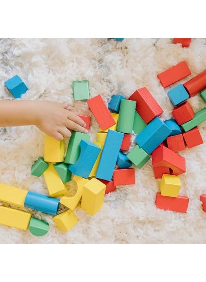 Melissa & Doug Wooden Building Blocks Set 100 Blocks In 4 Colors And 9 Shapes  - Image 2