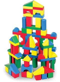 Wooden Building Blocks Set 100 Blocks In 4 Colors And 9 Shapes