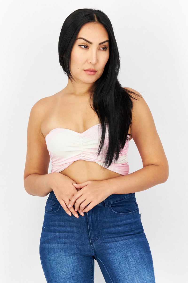 Asos Design Women Sweetheart Neck Strapless Plain Top, Pink - Image 1