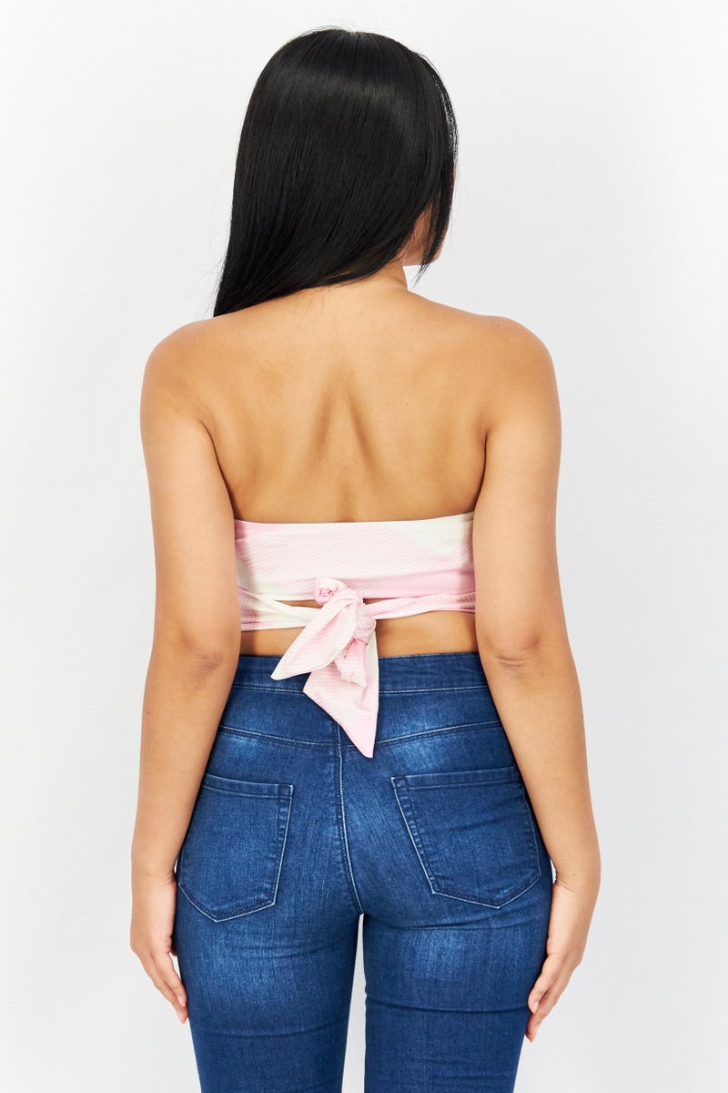 Asos Design Women Sweetheart Neck Strapless Plain Top, Pink - Image 4
