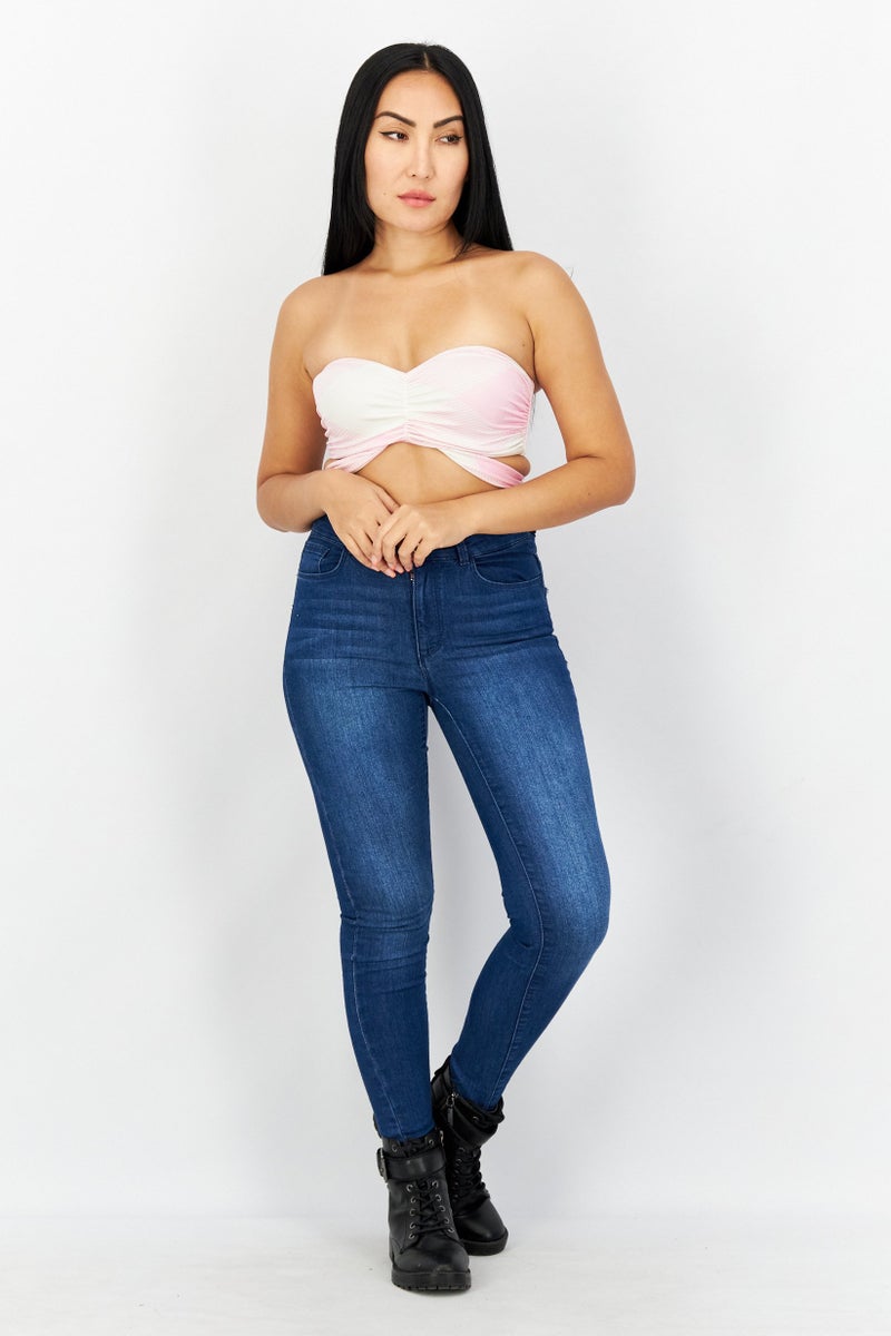 Asos Design Women Sweetheart Neck Strapless Plain Top, Pink - Image 2