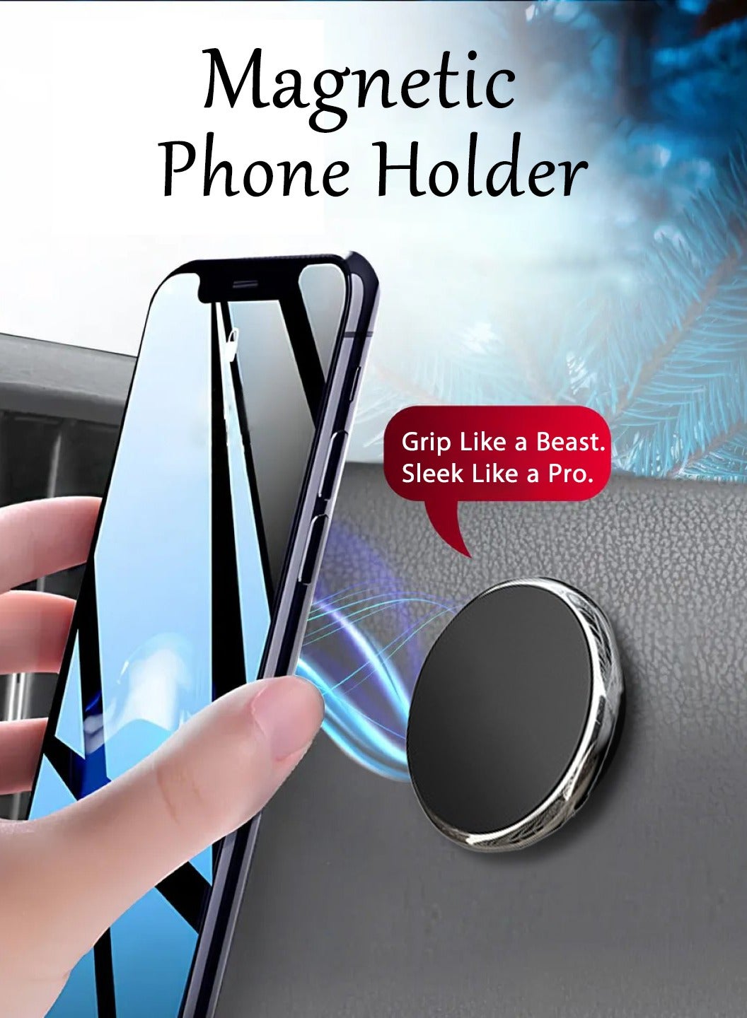 Magnetic Phone Holder for Car Home Office Magsafe Car Mount Mini Cell Phone Stand Car Mount with Strong Magnets Universal Phone Mount for iPhone Samsung Google Huawei Nokia More Smartphones Silver