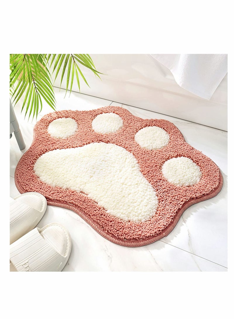 Pink Fun Bathroom Rug Non-Slip Washable Chic Cute Cat Paws Feet Shaped Soft Bath Rugs Mat Machine Wash Carpet for Bedroom Tub Shower and Indoor Decorative Home Entrance Doormat - Image 4