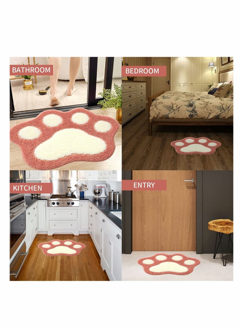Pink Fun Bathroom Rug Non-Slip Washable Chic Cute Cat Paws Feet Shaped Soft Bath Rugs Mat Machine Wash Carpet for Bedroom Tub Shower and Indoor Decorative Home Entrance Doormat - Image 5