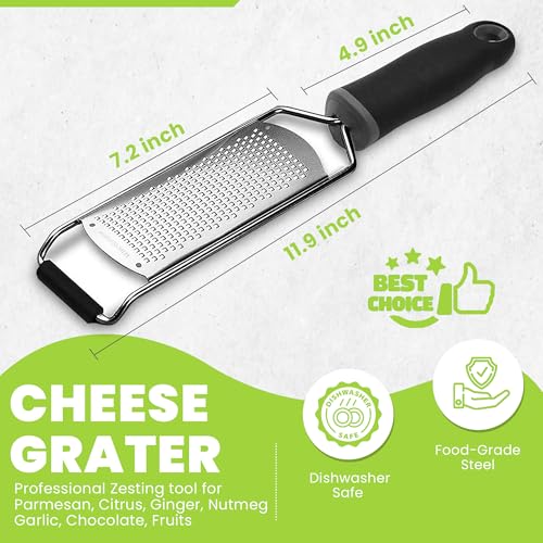 EJKJ Kitchenware Stainless Steel Ultra Fine Cheese Grater Great for Hard Cheeses, Chocolate, Nutmeg, and Lemon Zest - EJKJ Kitchenware - Image 3