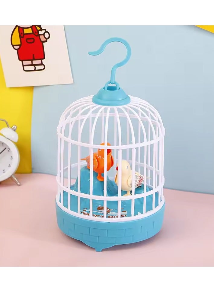 DubaiGallery لعبة قفص الطيور المغردة، لعبة الطيور المتحركة ذات الأصوات الواقعية، تمثال طائر مضيء للأطفال، لعبة زقزقة منشطة بالصوت، زينة معلقة على شكل طائر مزيف مع ضوء - Image 4