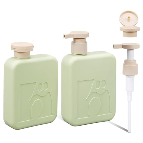 Umetass Travel Pump Bottles, Refillable Plastic Empty Squeeze Bottle with Flip Caps, Leak-Proof Dispenser Lotion Container for Shampoo, Soap, Toiletries for Vacation, Gym, Home(2 Pack, 11oz/330ml) - Image 1