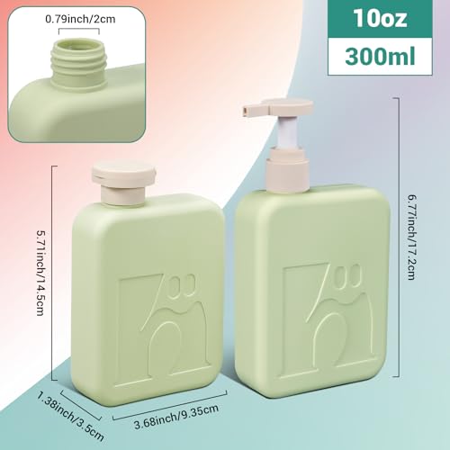 Umetass Travel Pump Bottles, Refillable Plastic Empty Squeeze Bottle with Flip Caps, Leak-Proof Dispenser Lotion Container for Shampoo, Soap, Toiletries for Vacation, Gym, Home(2 Pack, 11oz/330ml) - Image 2