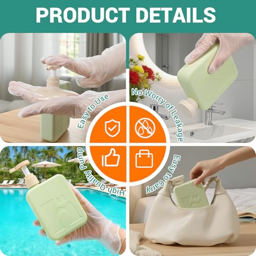 Umetass Travel Pump Bottles, Refillable Plastic Empty Squeeze Bottle with Flip Caps, Leak-Proof Dispenser Lotion Container for Shampoo, Soap, Toiletries for Vacation, Gym, Home(2 Pack, 11oz/330ml) - Image 3