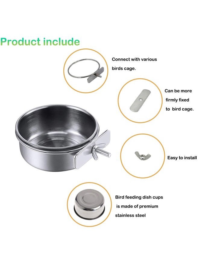 Kathson Stainless Steel Bowls for Birds,4 Pcs Parrot Feeder Dish Cups,Bird Cage Water Food Bowl Coop Cup with Clamp Holder for Parrots Cockatiel Budgies Parakeet Lovebird(S) - Image 4