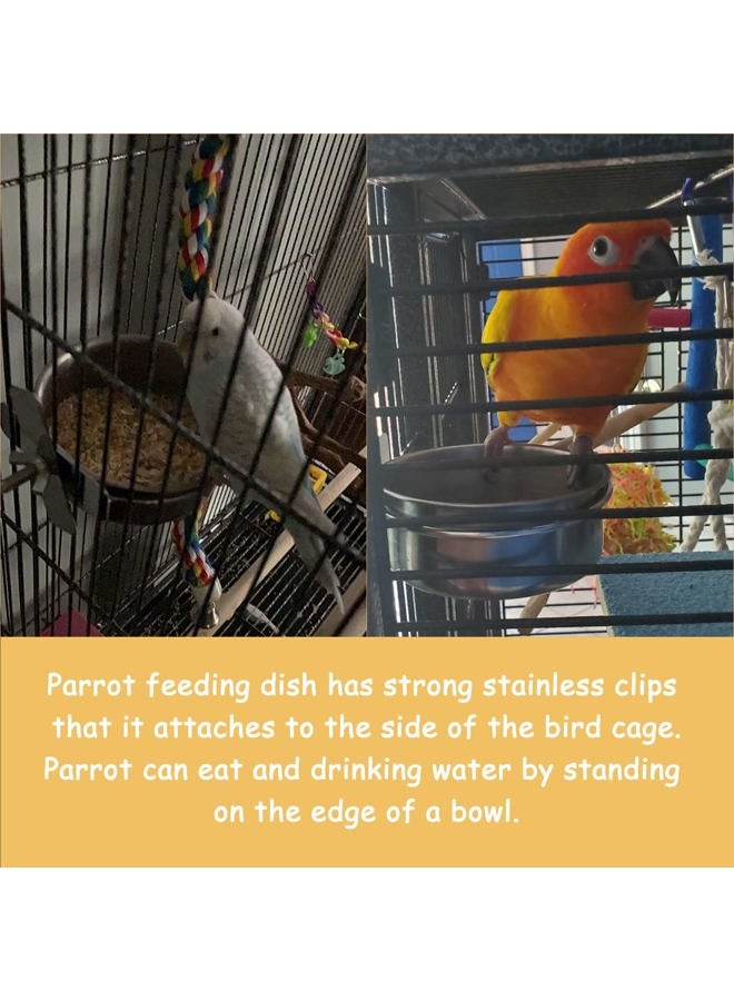 Kathson Stainless Steel Bowls for Birds,4 Pcs Parrot Feeder Dish Cups,Bird Cage Water Food Bowl Coop Cup with Clamp Holder for Parrots Cockatiel Budgies Parakeet Lovebird(S) - Image 3