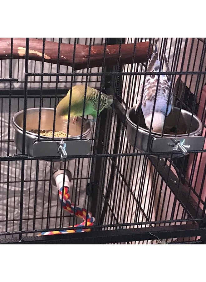 Kathson Stainless Steel Bowls for Birds,4 Pcs Parrot Feeder Dish Cups,Bird Cage Water Food Bowl Coop Cup with Clamp Holder for Parrots Cockatiel Budgies Parakeet Lovebird(S) - Image 5