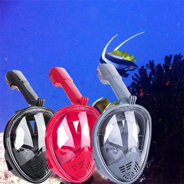 VBM Full Face Snorkeling Mask Diving Gear - Latest Dry Top System,180 Degree Panoramic View Snorkeling Mask with Camera Mount,Safe Breathing,Anti-Leak Anti-Fog-Swim Fins (Gray - S/M) - Image 4