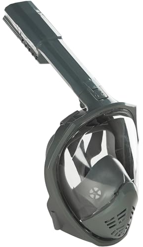 VBM Full Face Snorkeling Mask Diving Gear - Latest Dry Top System,180 Degree Panoramic View Snorkeling Mask with Camera Mount,Safe Breathing,Anti-Leak Anti-Fog-Swim Fins (Gray - S/M) - Image 3