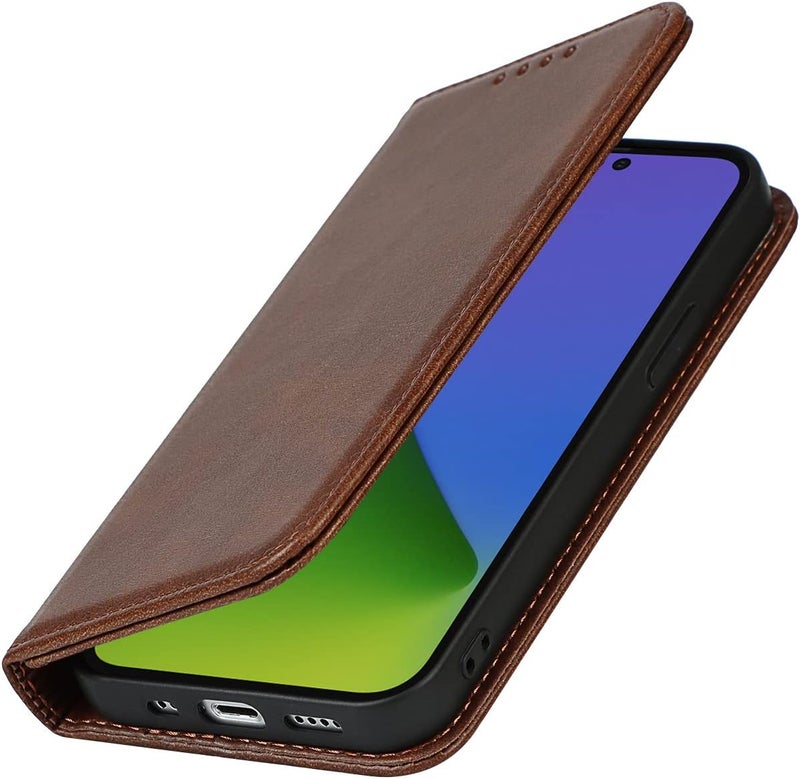 iCoverCase for iPhone 15 Pro Wallet Case with Card Holder, PU Leather Magnetic Kickstand Feature Shockproof Protective Flip Cover Case - Dark Brown - Image 5