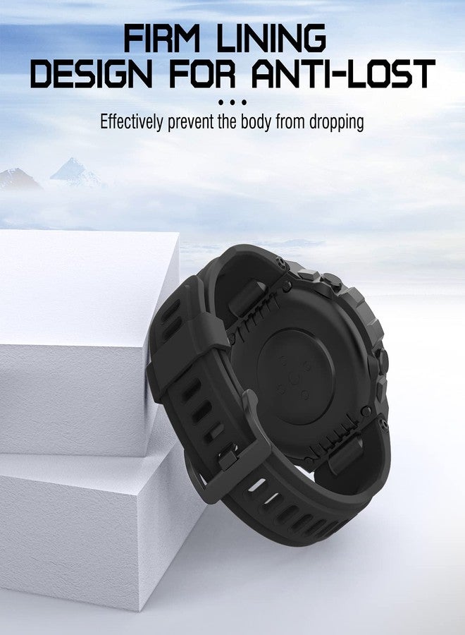 MoKo Compatible with Amazfit T-Rex/T-Rex Pro Soft Silicone Sport Replacement Watch Band with Tools, Black - Image 5