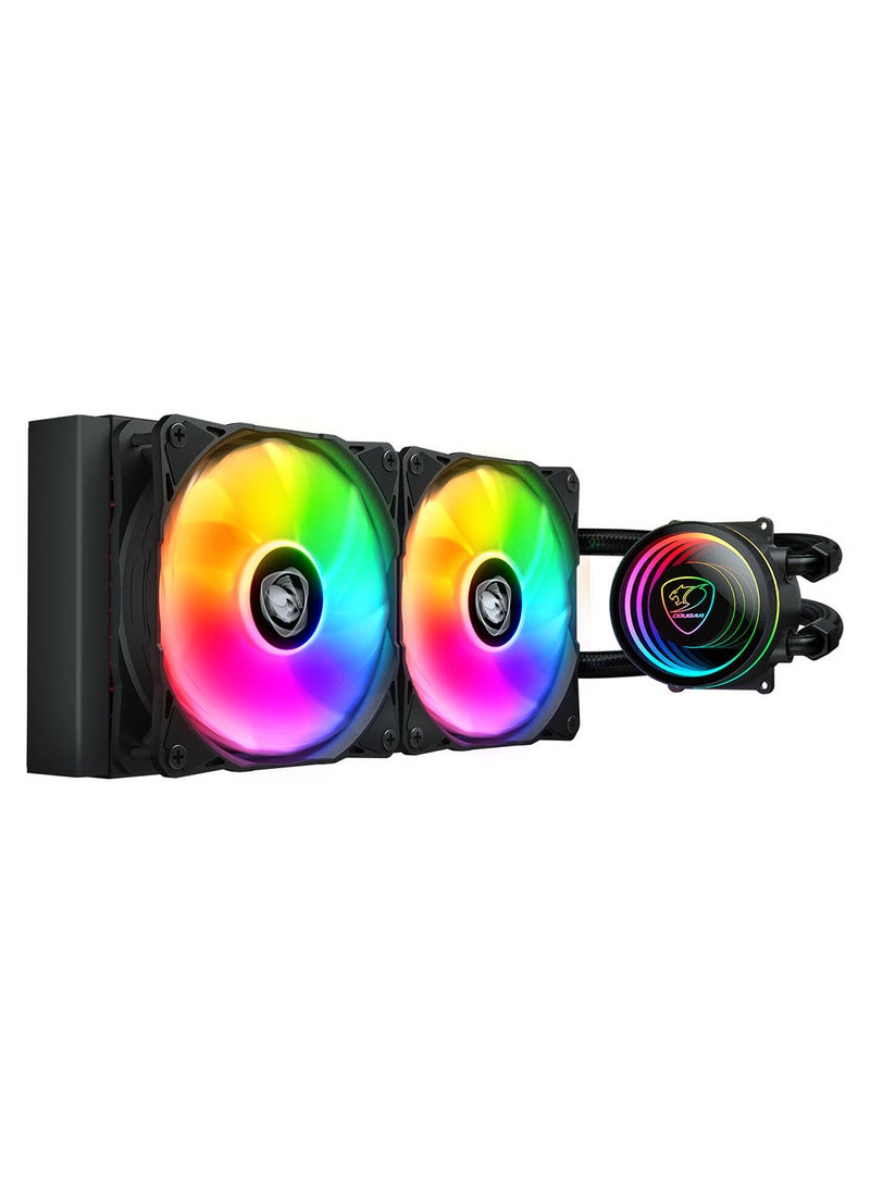 Cougar Cougar Poseidon Elite aRGB AIO Liquid Cooler, 240mm Radiator Length, Copper Cold Plate, 2700 RPM Pump Speed, 120mm Fan, 2200 RPM Fan Speed, 62.53 CFM Airflow, Black | 3MPSD240.0001  - Image 1