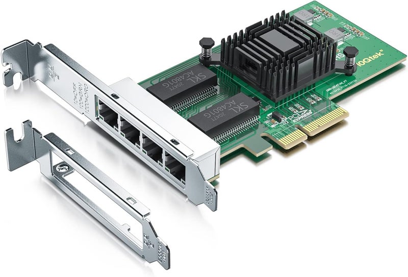 HYFIBER H!Fiber Gigabit 4 Port NIC with Intel I350 Chip, 1Gb Network Card Compare to Intel I350-T4 NIC, Quad RJ45 Ports, PCI Express 2.1 X4, Ethernet Card with Low Profile for Windows/Windows Server/Linux - Image 1