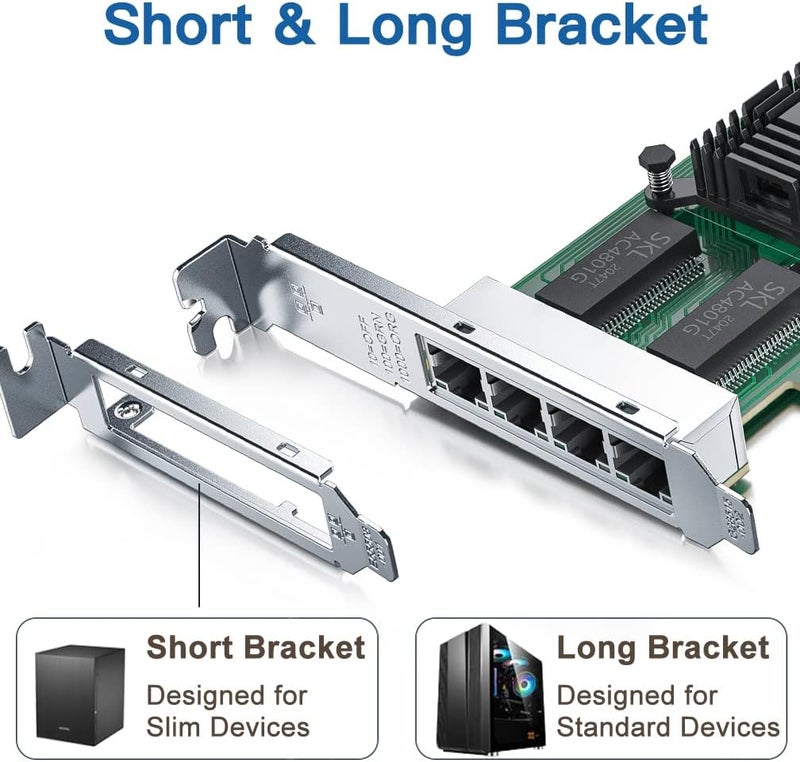 HYFIBER H!Fiber Gigabit 4 Port NIC with Intel I350 Chip, 1Gb Network Card Compare to Intel I350-T4 NIC, Quad RJ45 Ports, PCI Express 2.1 X4, Ethernet Card with Low Profile for Windows/Windows Server/Linux - Image 3