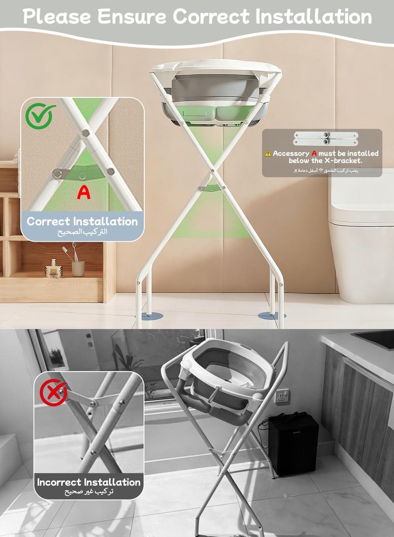 بيت الشاي حوض استحمام للأطفال مع حامل، حوض استحمام للأطفال قابل للطي، حوض استحمام مرتفع للأطفال قابل للتحرك والطي والطي، حوض استحمام للأطفال الرضع مع حامل - Image 4