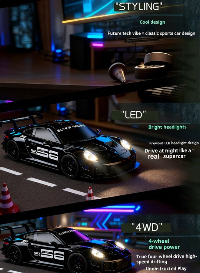 HaHaHai High-Speed Drift RC Car 1:24 Scale, 4WD Remote Control Racing Car with Flashing Lights, Dual Tires, USB Charging,50M Range, Remote Control Drift Vehicle for Boys Girls Kids Adults - Image 5