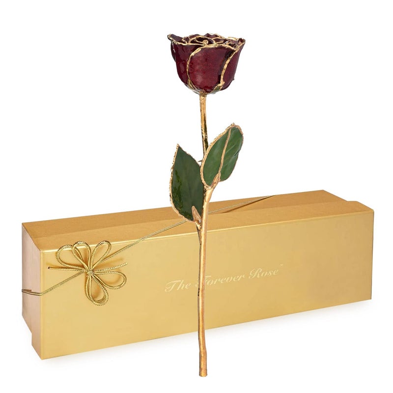 Forever Rose Forever Rose 24K Limited Edition Gold Dipped Garnet Rose The January Birthstone A Unique  Everlasting Real Rose Hand Dipped in 24K Gold 11 to 12 