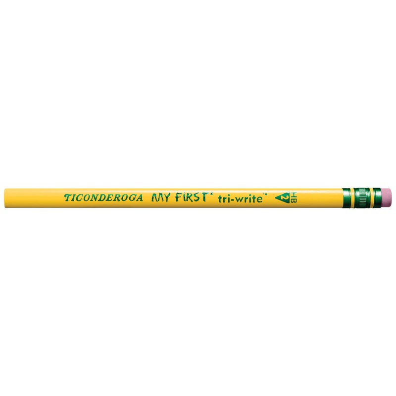 Ticonderoga My First Tri-Write Wood-Cased Pencils, Unsharpened, 2 HB Soft, With Erasers, Yellow, 36 Count - Image 4