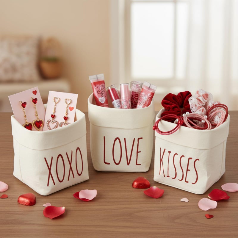 FoldTier 3 Pcs Valentine's Day Candy Dish Small Serving Bowls Farmhouse Tiered Tray Decor Rustic Candy Pot Washable Paper Valentines Tabletop Centerpiece for Table Shelf Decorations Gift - Image 4