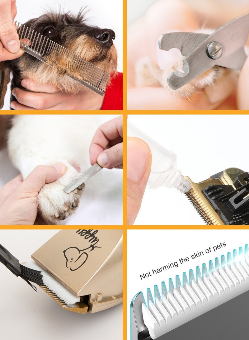 URbazaar 13 Pcs Dog Shaver Clippers, Low Noise Electric Cordless Dog Grooming Supplies,Rechargeable Pet Grooming Kit with Scissors, Combs, Files, Nail Clippers and Spare cutter head for Dogs and Cats  - Image 5