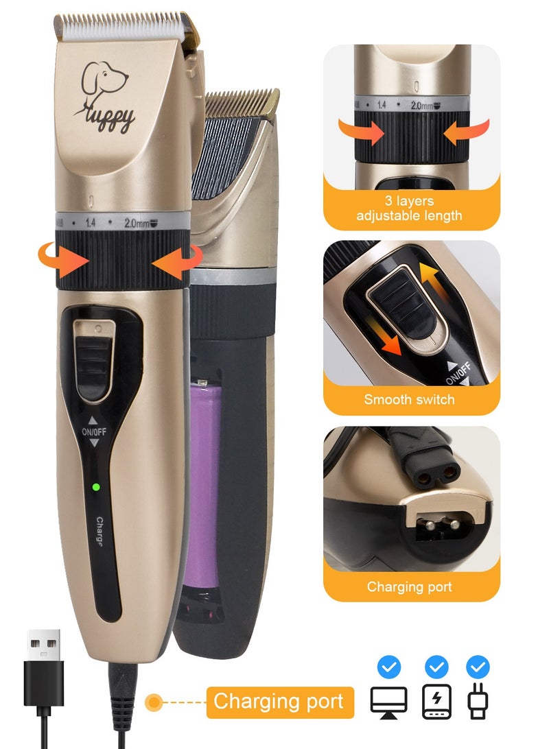 URbazaar 13 Pcs Dog Shaver Clippers, Low Noise Electric Cordless Dog Grooming Supplies,Rechargeable Pet Grooming Kit with Scissors, Combs, Files, Nail Clippers and Spare cutter head for Dogs and Cats  - Image 3