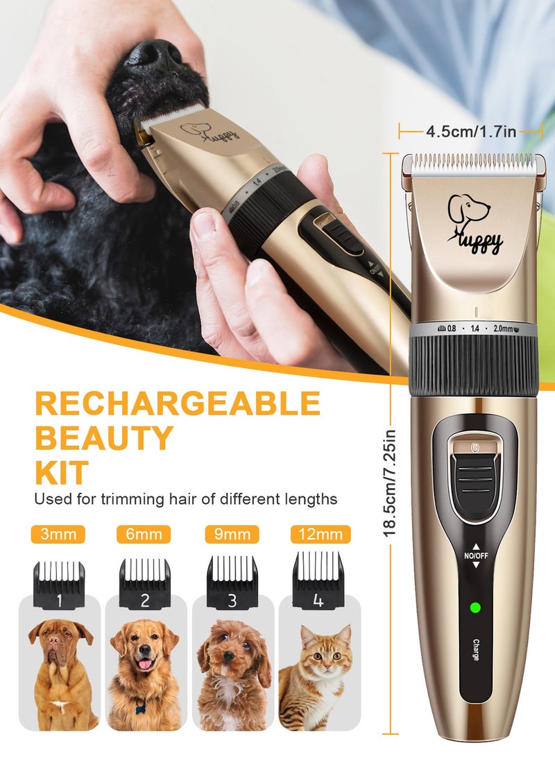 URbazaar 13 Pcs Dog Shaver Clippers, Low Noise Electric Cordless Dog Grooming Supplies,Rechargeable Pet Grooming Kit with Scissors, Combs, Files, Nail Clippers and Spare cutter head for Dogs and Cats  - Image 4