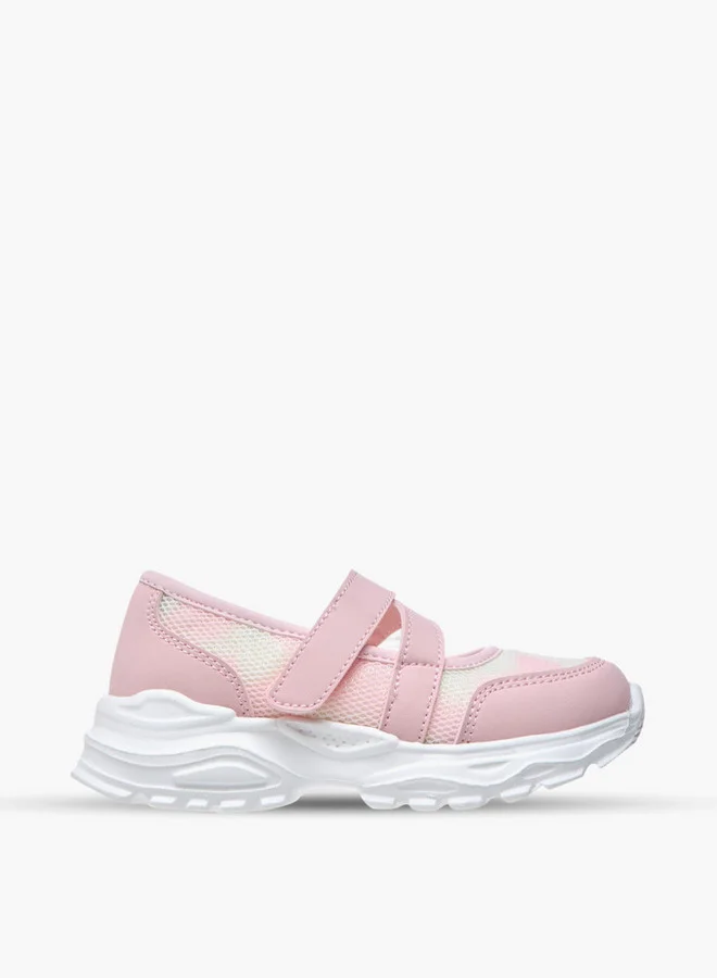 Flora Bella By Shoexpress Textured Mary Jane Shoes with Hook and Loop Closure