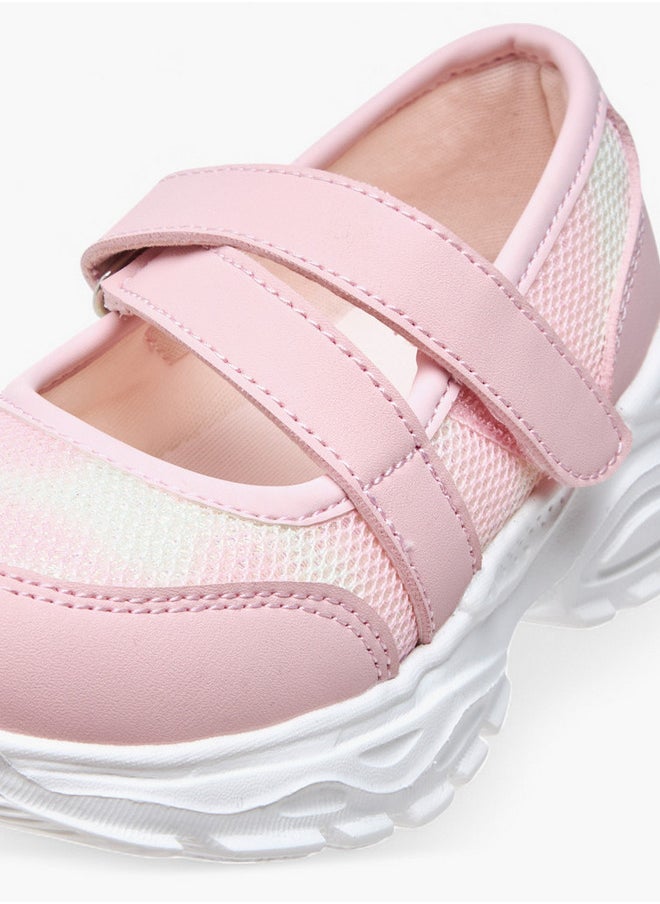 Flora Bella By Shoexpress Textured Mary Jane Shoes with Hook and Loop Closure  - Image 4