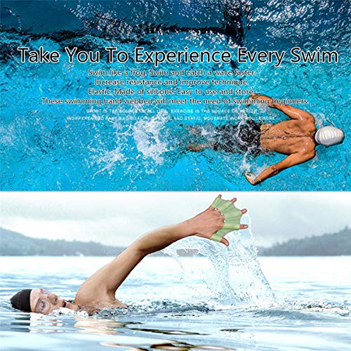 EXCEREY Swimming Soft Silicone Gear Paddle Fins Webbed Gloves Aquatic Fitness Training Swimming Gloves for Men, Women, Scuba Diving, Snorkeling, Spear Fishing, Surfing (Blue, 2 Pairs, L) - Image 5