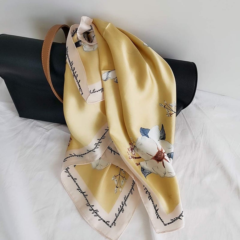 FONYVE Silk Feeling Scarf Medium Square Satin Head Wrap for Women 27.5 inches - Image 5