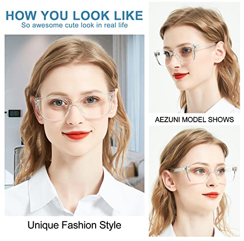 AEZUNI Designer Reading Glasses for Women Oversized Square Eyeglasses Large Ladies Readers with Bling Frames 10 125 15 175 20 225 25 275 30 35 40 50 60 Clear175 - Image 3