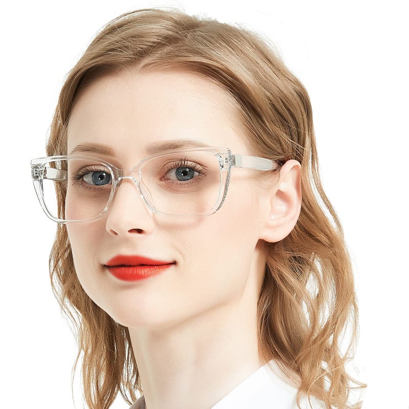 AEZUNI Designer Reading Glasses for Women Oversized Square Eyeglasses Large Ladies Readers with Bling Frames 10 125 15 175 20 225 25 275 30 35 40 50 60 Clear175 - Image 2