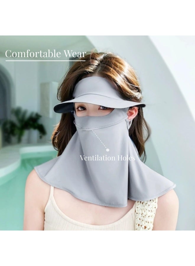 Mijioceon Sun Protection Integrated Face Mask Sun Hat with Extended Neck Protection Summer UV Protective Cycling Outdoor Wear for Women - Image 3