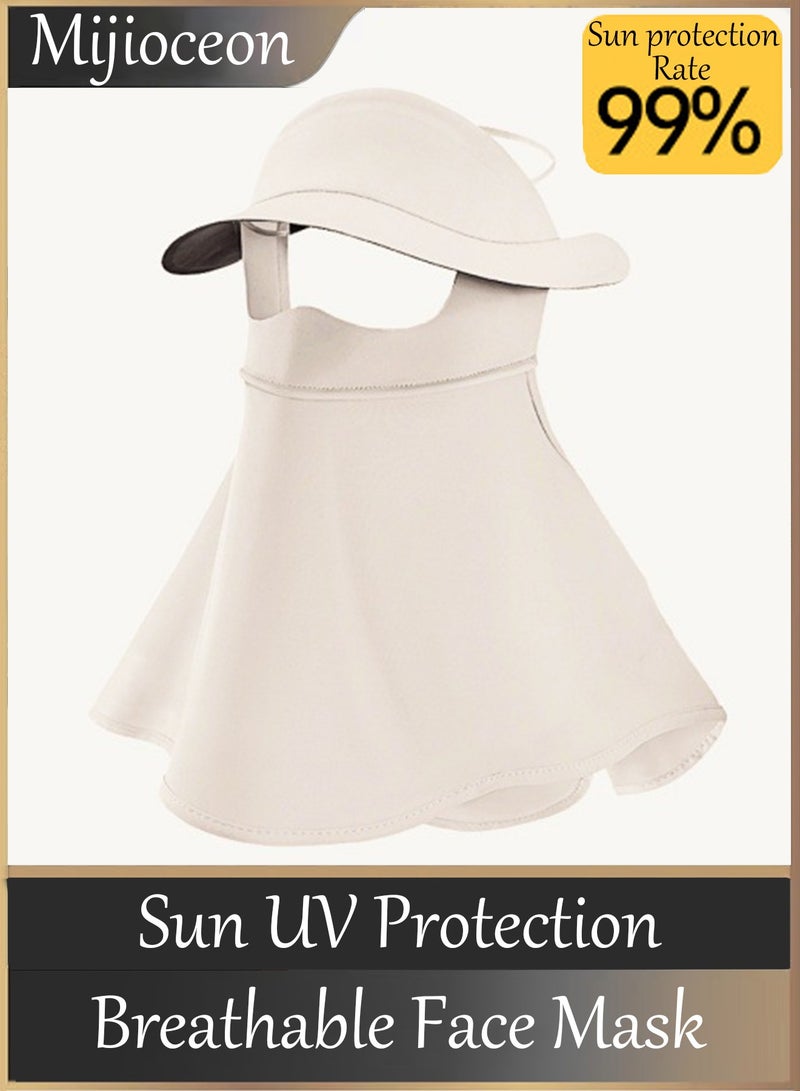 Mijioceon Sun Protection Integrated Face Mask Sun Hat with Extended Neck Protection Summer UV Protective Cycling Outdoor Wear for Women - Image 1