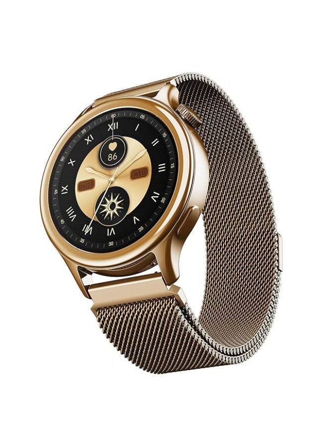 Boat Enigma Daze Women's Luxury Smart Watch w/ 1.3”(3.3cm) AuraVue Display w/ 20% Higher Brightness, Emergency SOS, Female Wellness Tracking, BT Calling, smart Watch for Women Latest (Elegant Gold) - Image 1