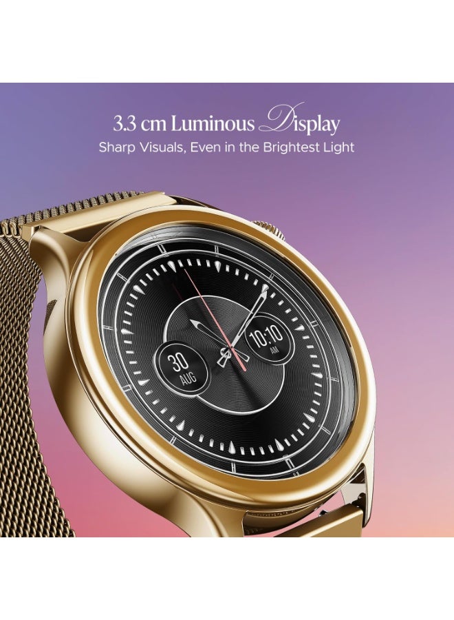 Boat Enigma Daze Women's Luxury Smart Watch w/ 1.3”(3.3cm) AuraVue Display w/ 20% Higher Brightness, Emergency SOS, Female Wellness Tracking, BT Calling, smart Watch for Women Latest (Elegant Gold) - Image 2